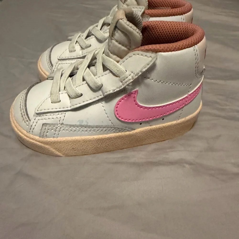 Nike Baby White and Pink High-Top Sneakers